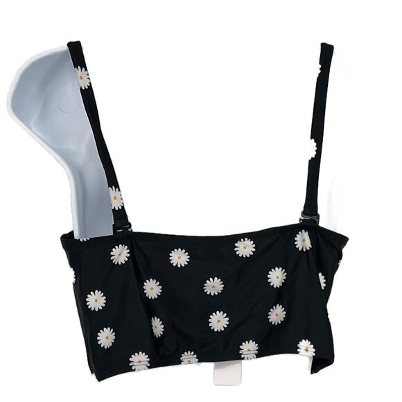 Bikini Top Contoured in Daisy Print on Black Size XL - Picture 4 of 5